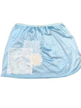 upcycled 90s blue patchwork slip skirt ♡